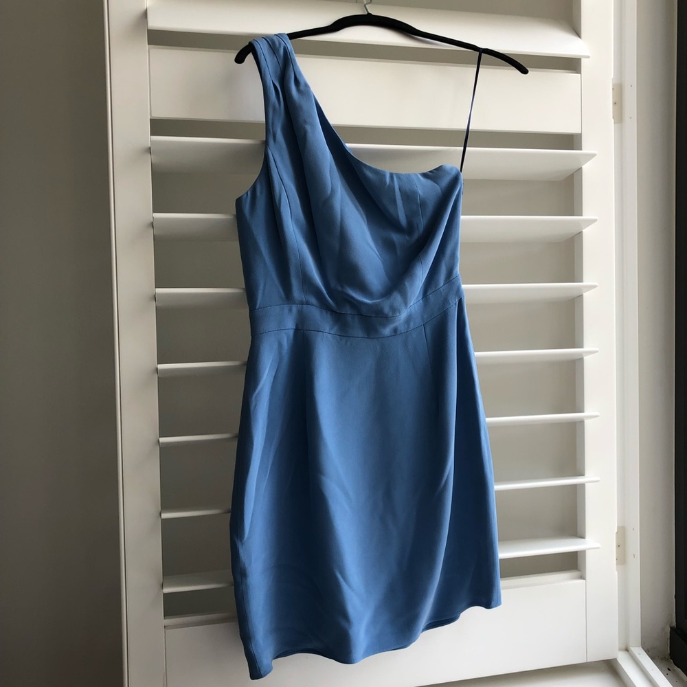 JCrew blue silk Nanine one shoulder dress - Picture 2 of 8